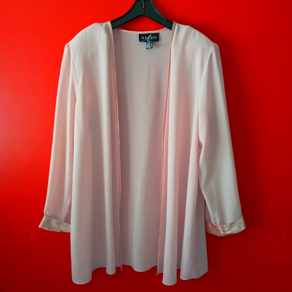 Semi Sheer Light Pink Algo Cardigan Sz 18 - Picture 1 of 6